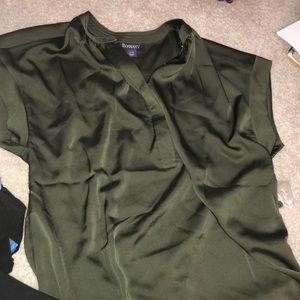 Silky green half button shirt